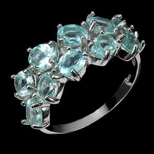 Natural Blue Apatite 925 Sterling Silver Ring Size 8.5